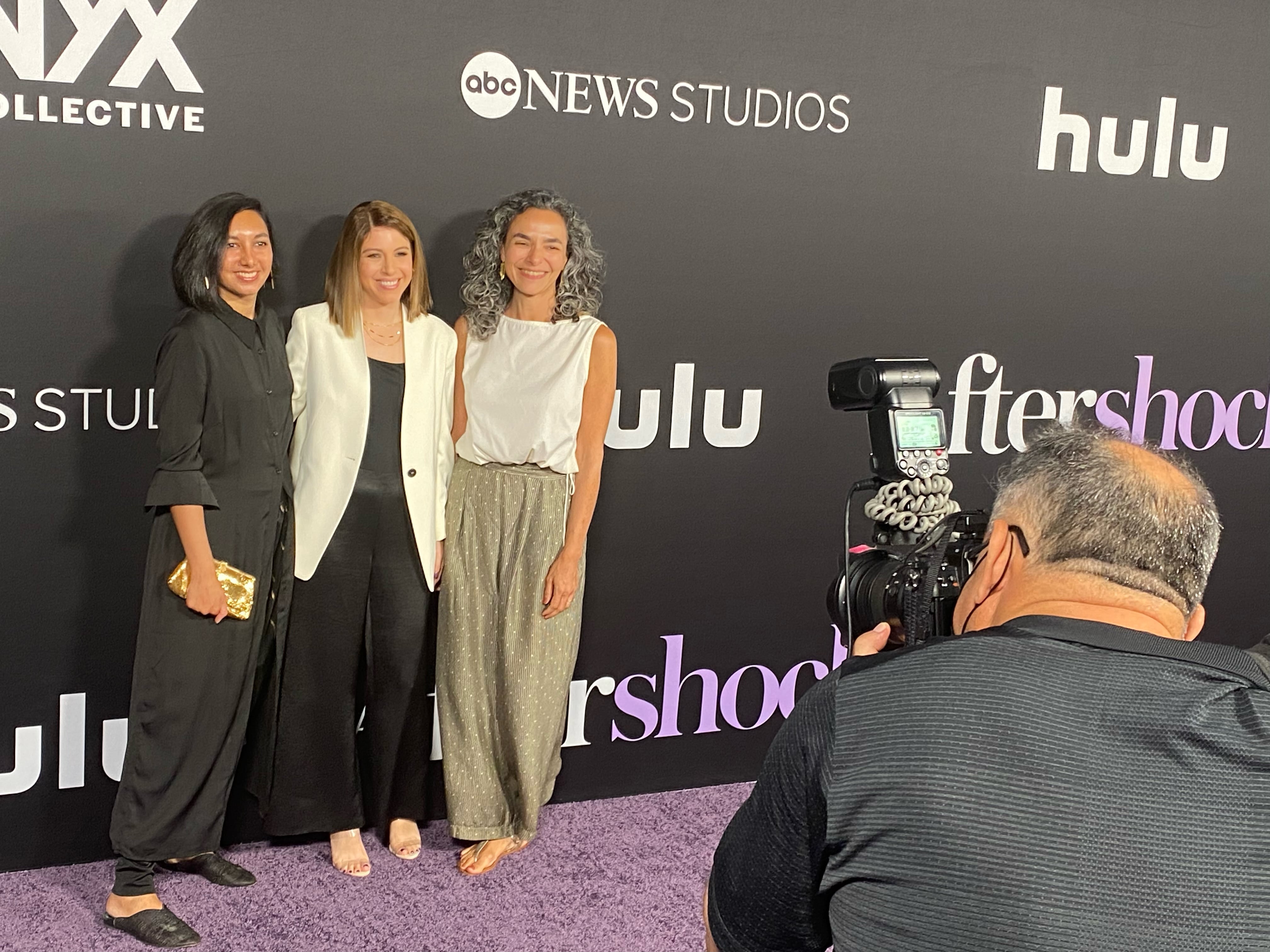 Sunita, Paula and Flavia at the Hulu premiere of Aftershock